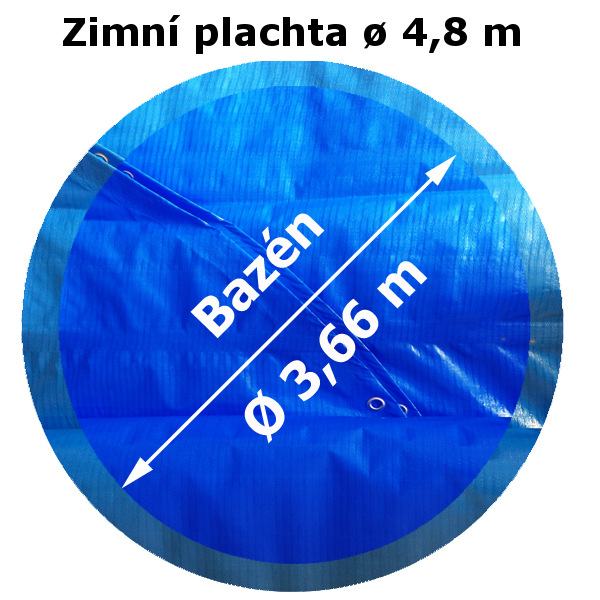 Zimní plachta na bazén kruh  velikost plachty 4,8 m modro-černá