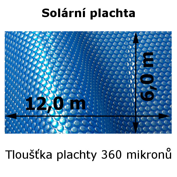 Solární plachta obdélník 12x6 m modrá 360 mic