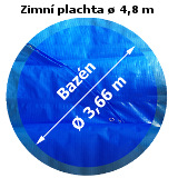 Zimní plachta na bazén kruh  velikost plachty 4,8 m modro-černá