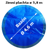 Zimní plachta na bazén kruh velikost plachty 5,8 m modro-černá