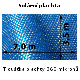 Solární plachta obdélník 7x3,5 m modrá 360 mic